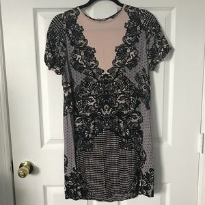 Lace Print T-shirt Style Dress